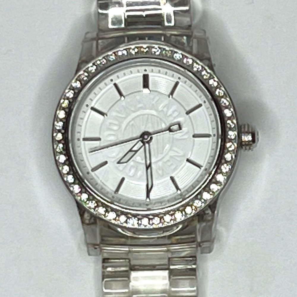 DKNY NY8017 Clear Resin Bracelet White Dial Crystals Watch